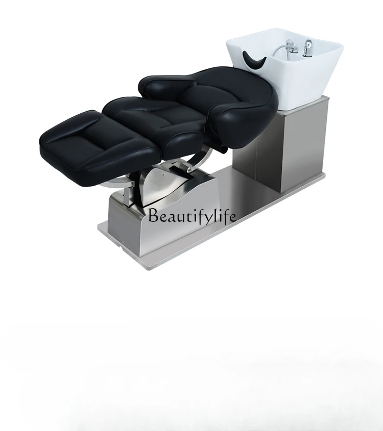 Electric Automatic Shampoo Chair Barber Shop Half Lying Flushing Bed High-End