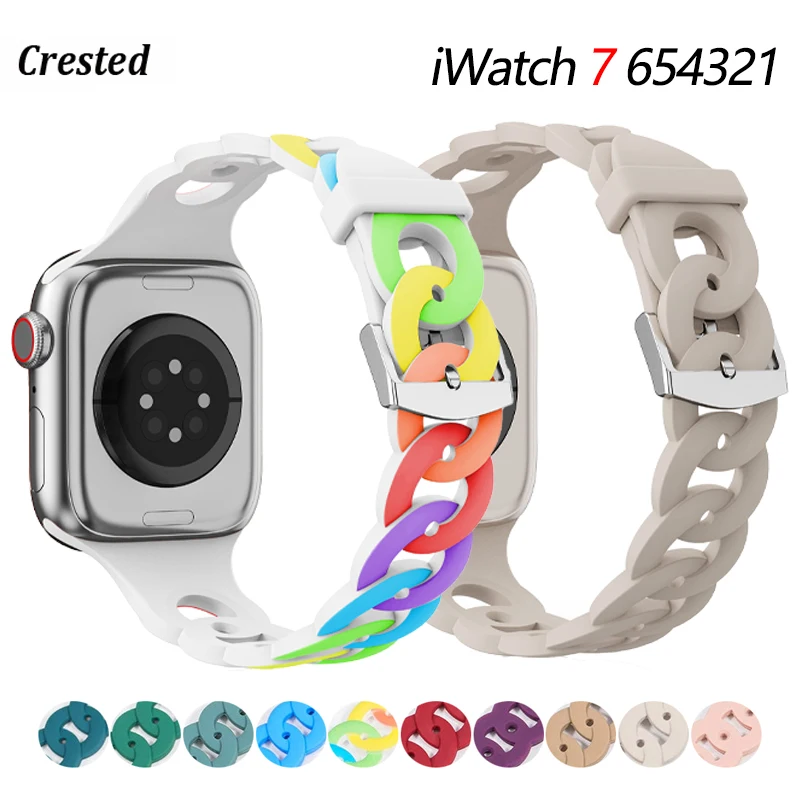 Silicone Strap for Apple watch band 40mm 44mm 45mm 41mm 49mm 42mm 38mm Accessories bracelet iWatch Series 8 7 SE 6 5 4 3 Ultra