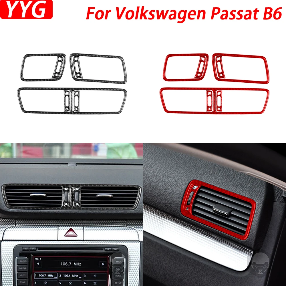 

For Volkswagen Passat B6 2006-2011 Carbon Fiber Dashboard Air Conditioning Outlet Panel Set Car Interior Accessories Sticker