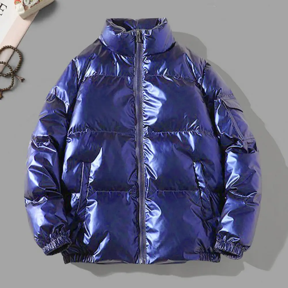 Chaqueta acolchada de algodón brillante y gruesa para hombre y mujer, abrigo informal liso, ropa de calle a prueba de viento, prendas de vestir de algodón, novedad de invierno 2024