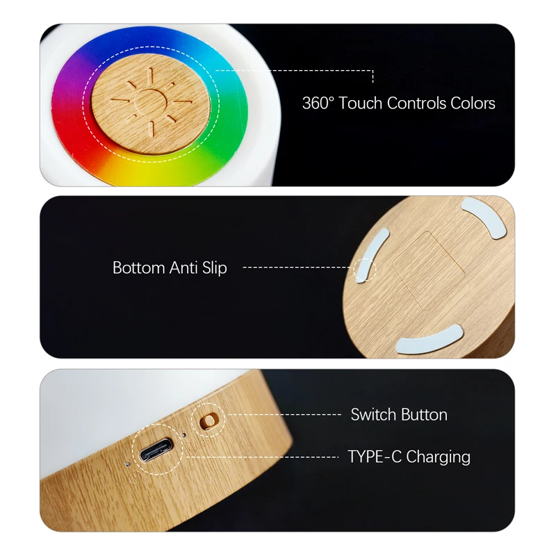 LED 13-color night light，USB Rechargeable Bedside Lamp, Remote Controls RGB Atmosphere Light For Bedroom Living Room, Party