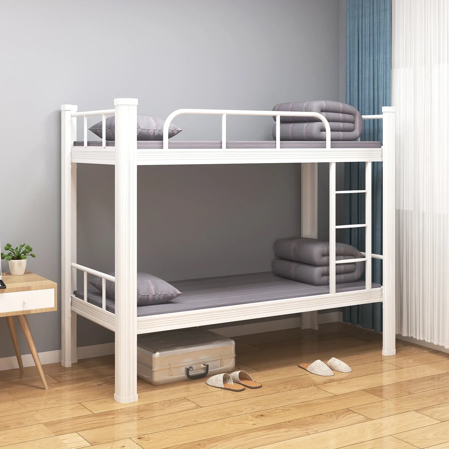 Commercial furniture adult iron bunk bed school dormitory Heavy Steel Metal Bunk Bed with lockers