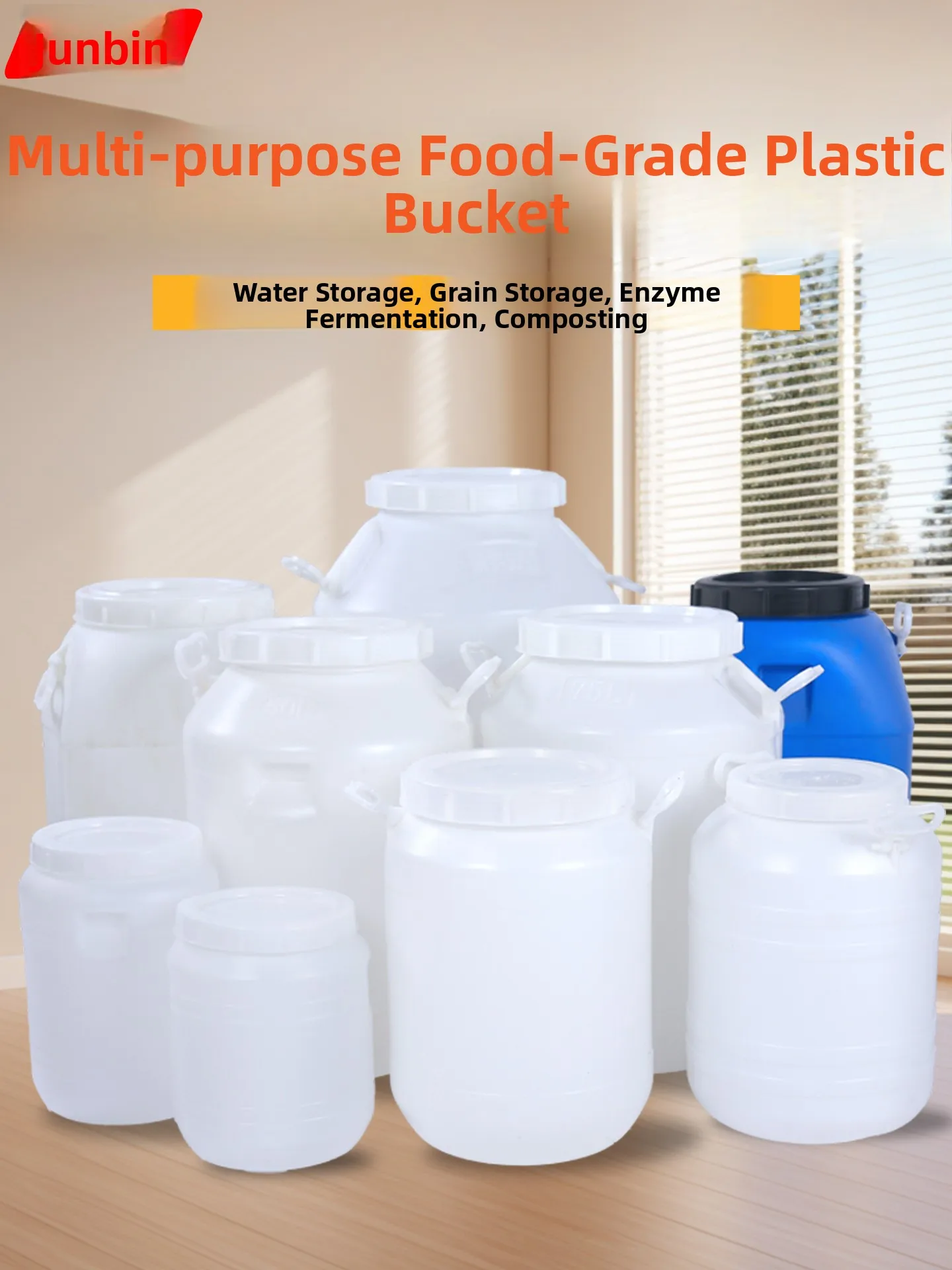 Thickened Plastic round Barrel 10L25L50kg100Jin Food Grade Compost Fermentation Barrel Household Water Storage Barrel