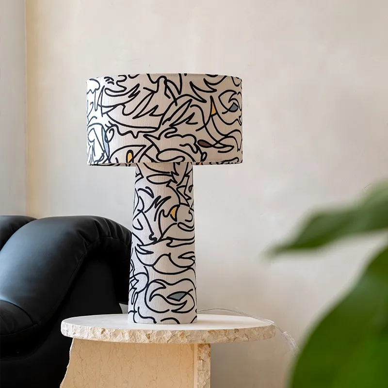 Nordic Metal and Cloth Floor Lamps Art Decoration Creative Designer Patterned Bedroom Study  Sofasides Interior Vertical Lights