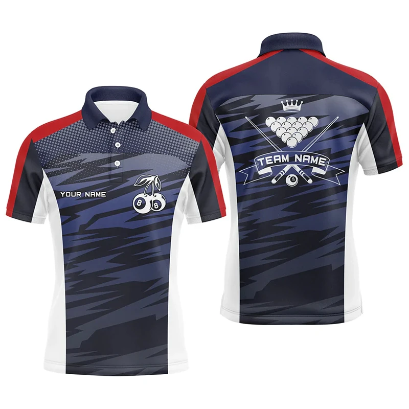 Men Clothes Summer Fashion Short Sleeve Sport Lapel Billiards Casual Polo Shirt Men 3D Digital Print Quick Drying DIY Polo Shirt