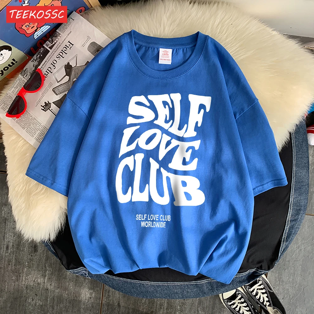 Self Love Club Worldwide Printed Tee Clothing Boy Versatile Funny Tees Aesthetic Pattern T-Shirt Oversized Design Clothing