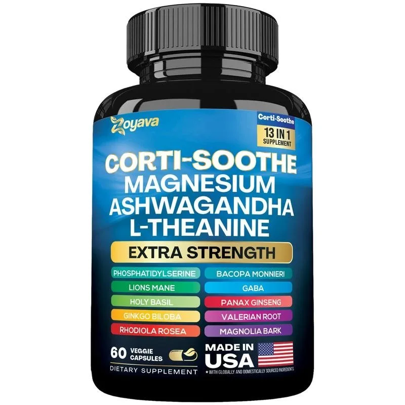 

Corti-Soothe with Magnesium, Ashwagandha, L-Theanine - Helps Improve Mood, Relieve Stress, Balance Cortisol, and Boost Energy