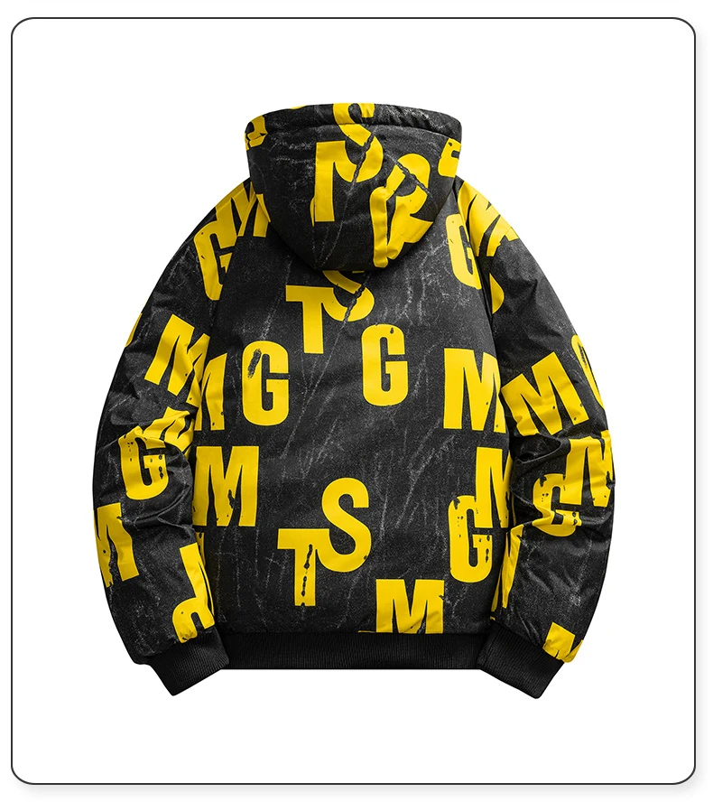 2026 Winter Men's Cotton Jacket letter pattern double-faced Cotton Jacket men Winter Coat Edition Trendy Thick solid color