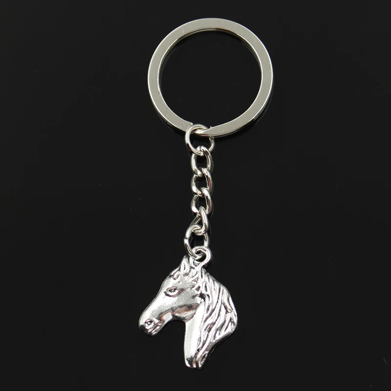 New Fashion Men 30mm Keychain DIY Metal Holder Chain Vintage Horse 28x22mm Antique Bronze Silver Color Pendant