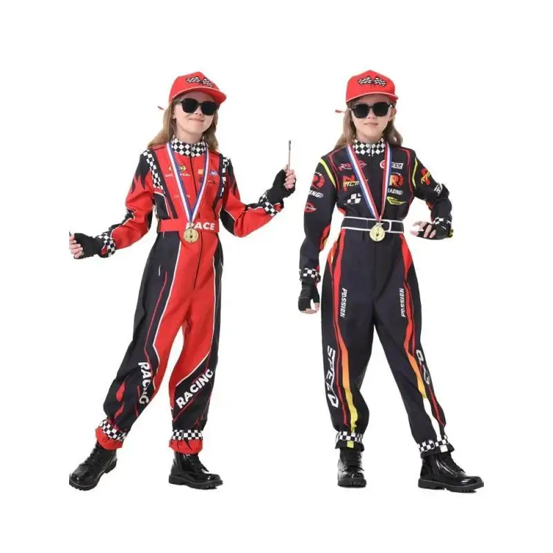 Disfraz de Cosplay de Jumper de Carreras para Adolescentes con Cinturón, Conjunto de Ropa para Actuaciones Temáticas de Carreras, Incluye Sombrero