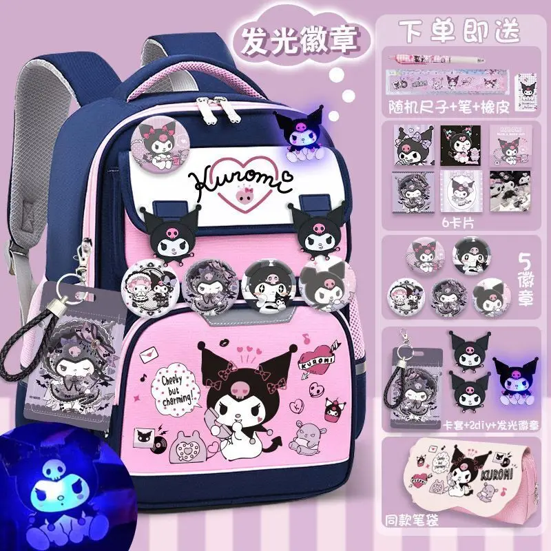 Miniso 19pcs Cinnamoroll Multipockets Kawaii Girls Backpack Cute Sanrio Printed Student Schoolbag Lightweight Back To School Bag