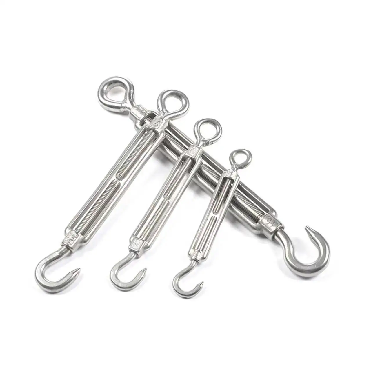2Pcs Stainless Steel Hook and Eye Tensioners Rope Cable Tension Set Adjustable Garden M4 M5 M6 M8 M10 Wire Tensioner