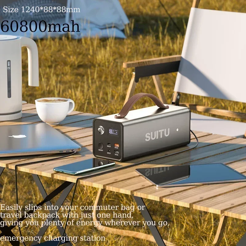 Batterie de centrale électrique portable, camping en plein air, alimentation de secours, générateur solaire, banque d'alimentation domestique, 200W, 220V, veFePO4