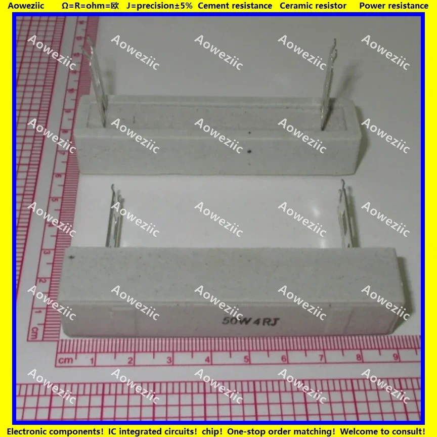 

2Pcs 50W4RJ 50W 4 ohm +/- 5% Horizontal cement resistor 50W4ΩJ 50W4OHM Cement resistance 50W4R 4R 4RJ Ceramic resistor plug-in