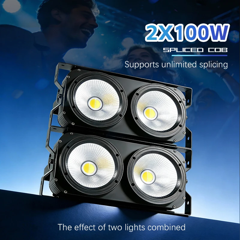 AICPOSE 200W 2-Eye Audience LED Blinder Par Light with 40/60 Beam Angle IP33 Smooth Dimming for Theater & Studio view 4