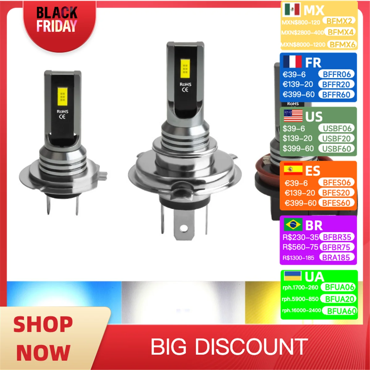 2Pcs H7 H4 LED Car Headlight Lamps 6000K 3000K 9005 HB3 9006 H8 H11 H1 Turbo Lights Auto Driving Fog Light Bulbs 12V 3570 Chips