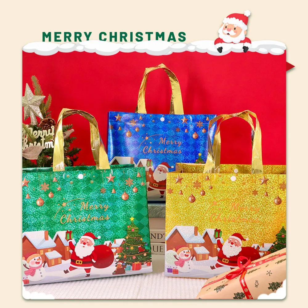 حقيبة هدايا عيد الميلاد حقيبة تسوق سانتا الاحتفالية غير منسوجة حقيبة غير منسوجة لهدايا عيد الميلاد ورأس السنة الجديدة