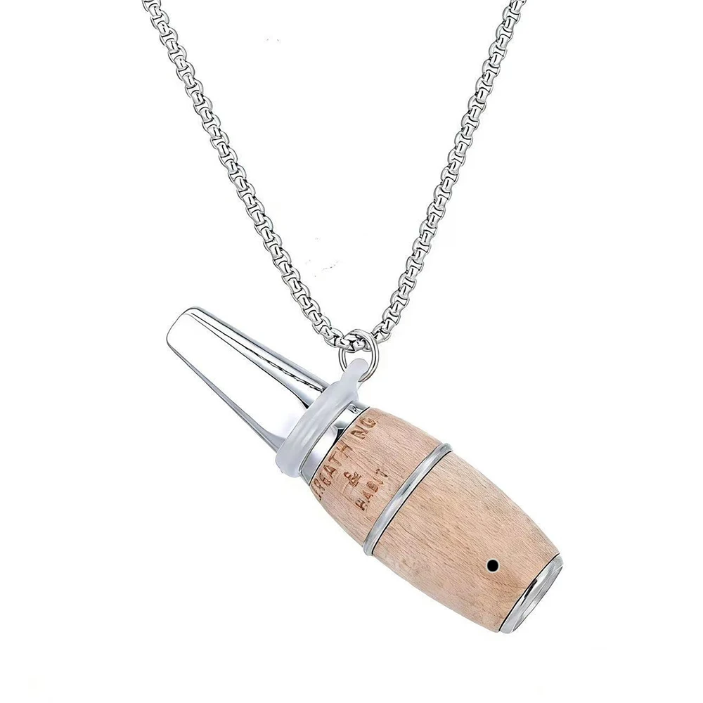 Collier de respiration en bois naturel « Anxiety Barrel » – Calme naturel et soulagement du stress – Inhalateur sans vapeur – Bijou de méditation et de pleine conscience