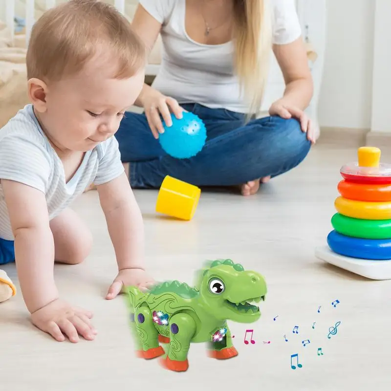 Electric Walking Toys Musical Light Up Animal Toys Funny Movable Toy Cartoon Animal Toys With Rope For Home Kindergarten Nursery