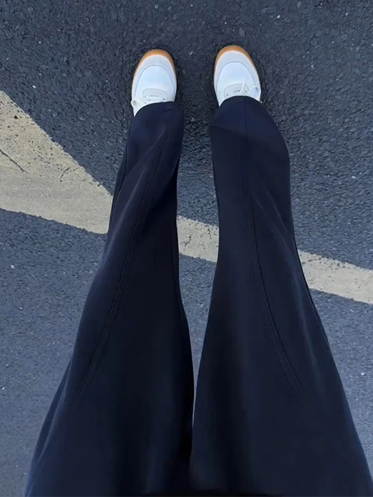 

Cleanfit Men's Loose Straight Leg Casual Pants Pure Bla Slanted Cut Knife Trousers Autumn American Sle Youth Faion