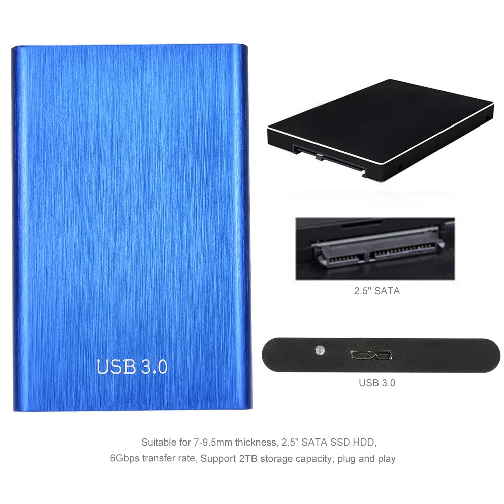 Casing Hard Drive USB3.0 Aluminium Alloy 2.5'' SATA HDD SSD Enclosure Portabel Transmisi Kecepatan Tinggi Casing Hard Disk Mobile