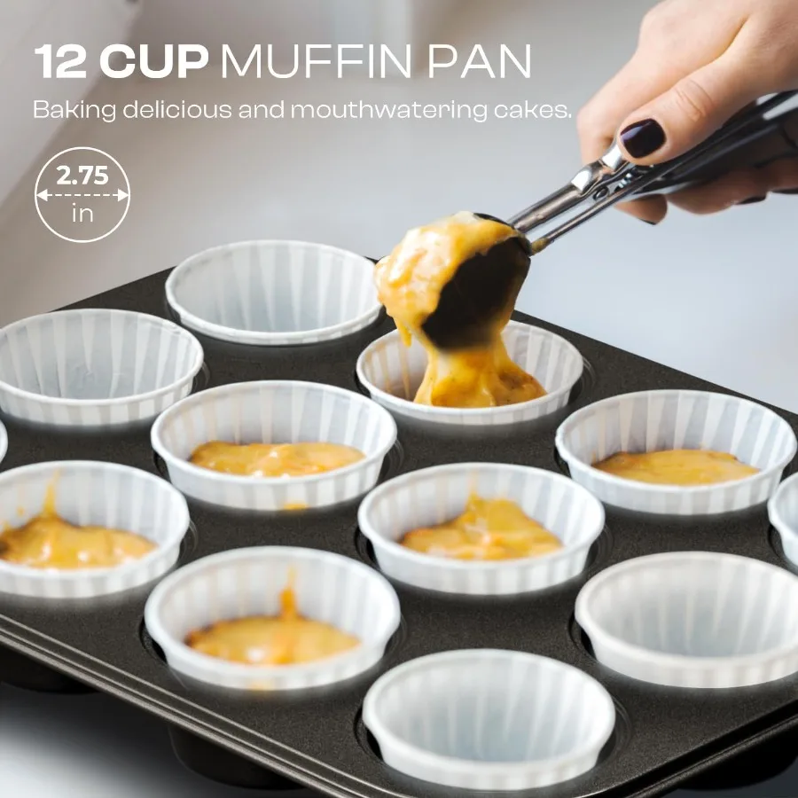 مجموعة مقالي الخبز غير اللاصقة مكونة من 8 قطع مجموعات أدوات خبز قابلة للتكديس مجموعة أواني الفرن غير سامة تتضمن ورقة خبز وعاء الكعك وعاء رغيف Pa