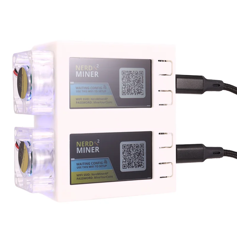 

Well Made-Nerdminer V2 Miner 78KH/S*2 Двухэкранный BTC Solo Lottery Miner Bitcoin Nerd Miner Lotto Miner со светящимся вентилятором B