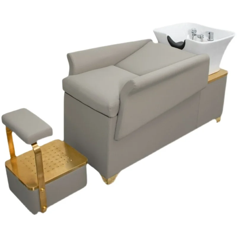 Vendita all'ingrosso di capelli rosa bianco oro salone controlavaggio unità shampoo ciotola e sedie De Fibra De Vidrio Tan per salone