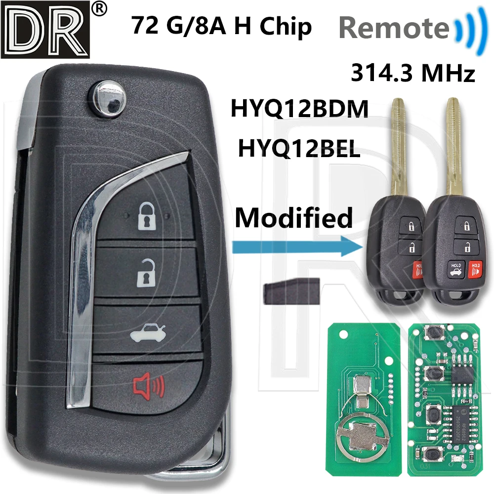 

Отличный HYQ12BEL/HYQ12BDM 314,3 МГц 4D72 G/8A H автомобильный дистанционный ключ для Toyota Camry Corolla RAV4 Prius C Hiace Tacoma GT86 2012-2019