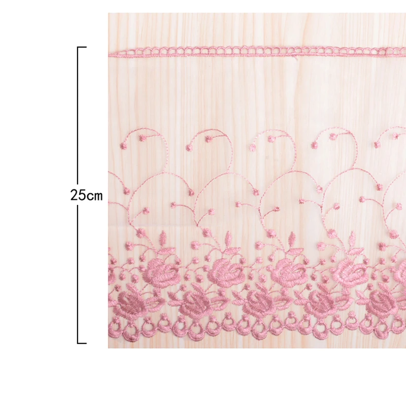 1Y Colorful Embroidery Lace DIY Ladies Wedding Dress Clothing Fabric Cradle Home Textile Sofa Trim 25CM Wide