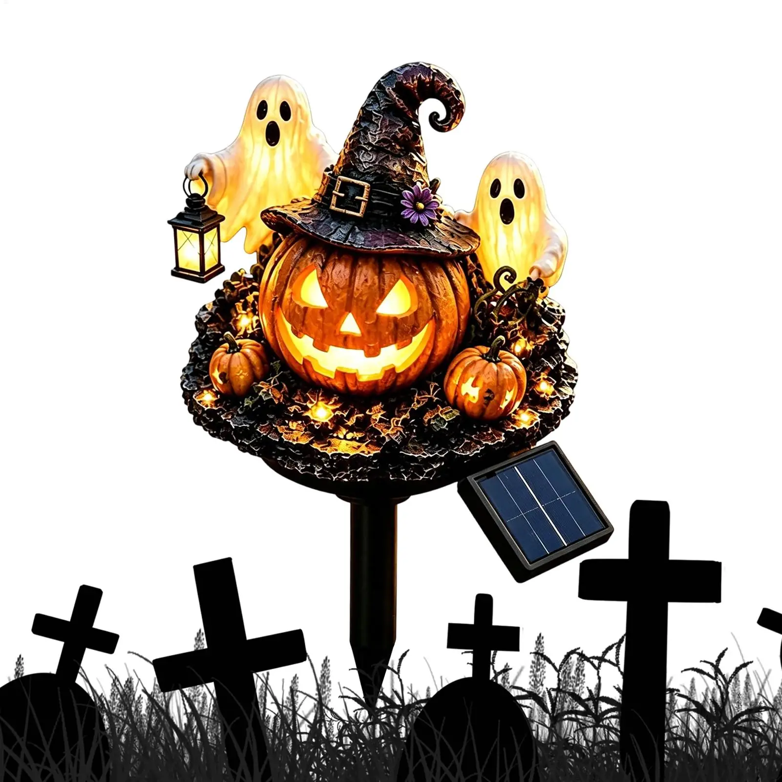 Halloween Solar Lights Garden Pumpkin Ghost Stake Lights Holiday Lawn Lighting for Garden Porch Patio Courtyard Yard Lawn
