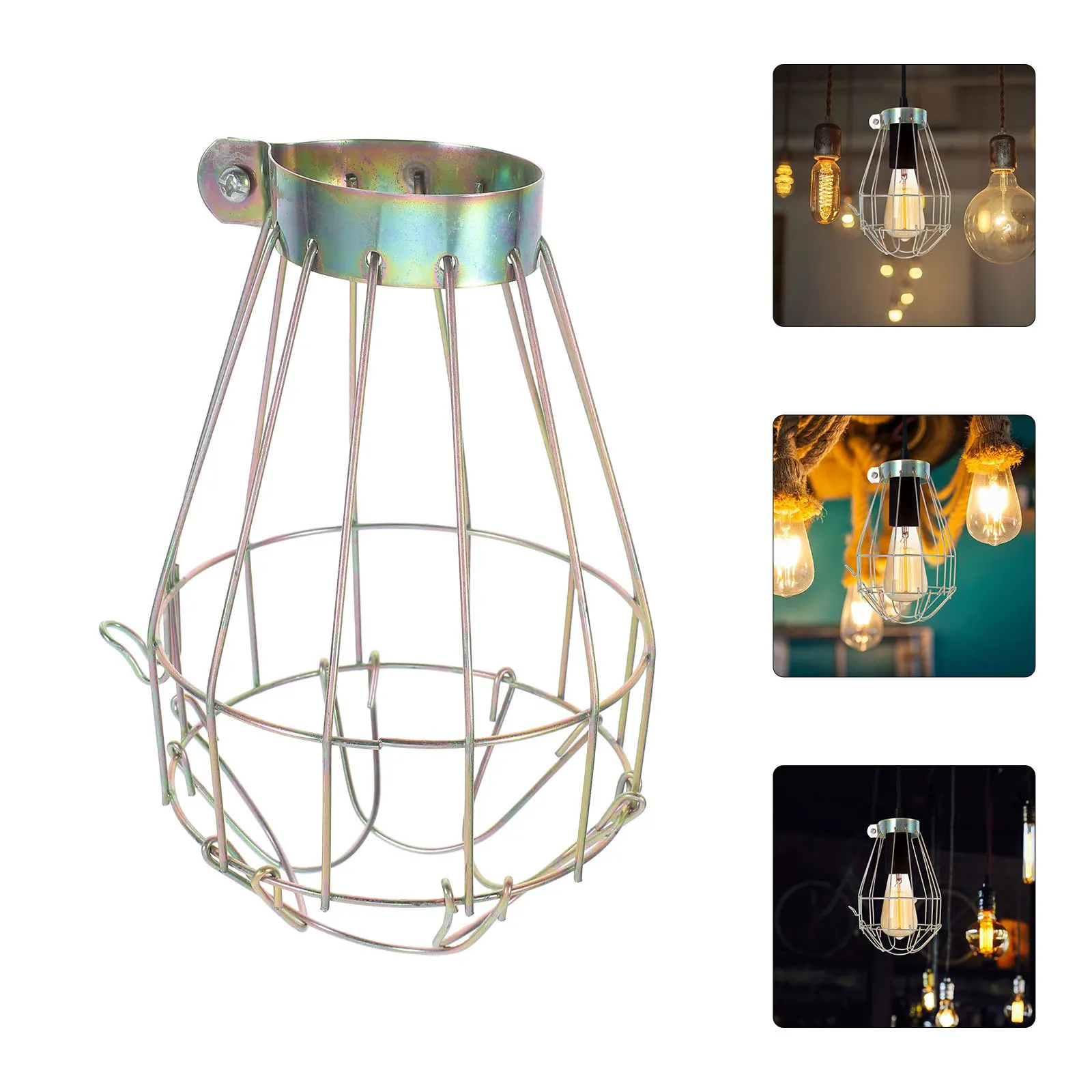 

4Pcs Metal Vintage Lamp Bulb Guard Copper Color Industrial Hanging Lamp Covers Protective Cage for Home Bar Living Room Decor