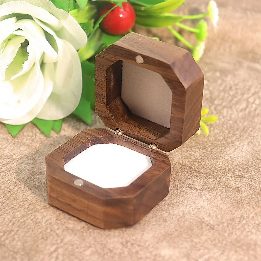 Aksamitne drewniane pudełko na pierścionki Retro kolczyki do uszu Etui na kolczyki Taca ekspozycyjna Organizer biżuterii Wykwintny pierścionek Uchwyt na kolczyki Ślub