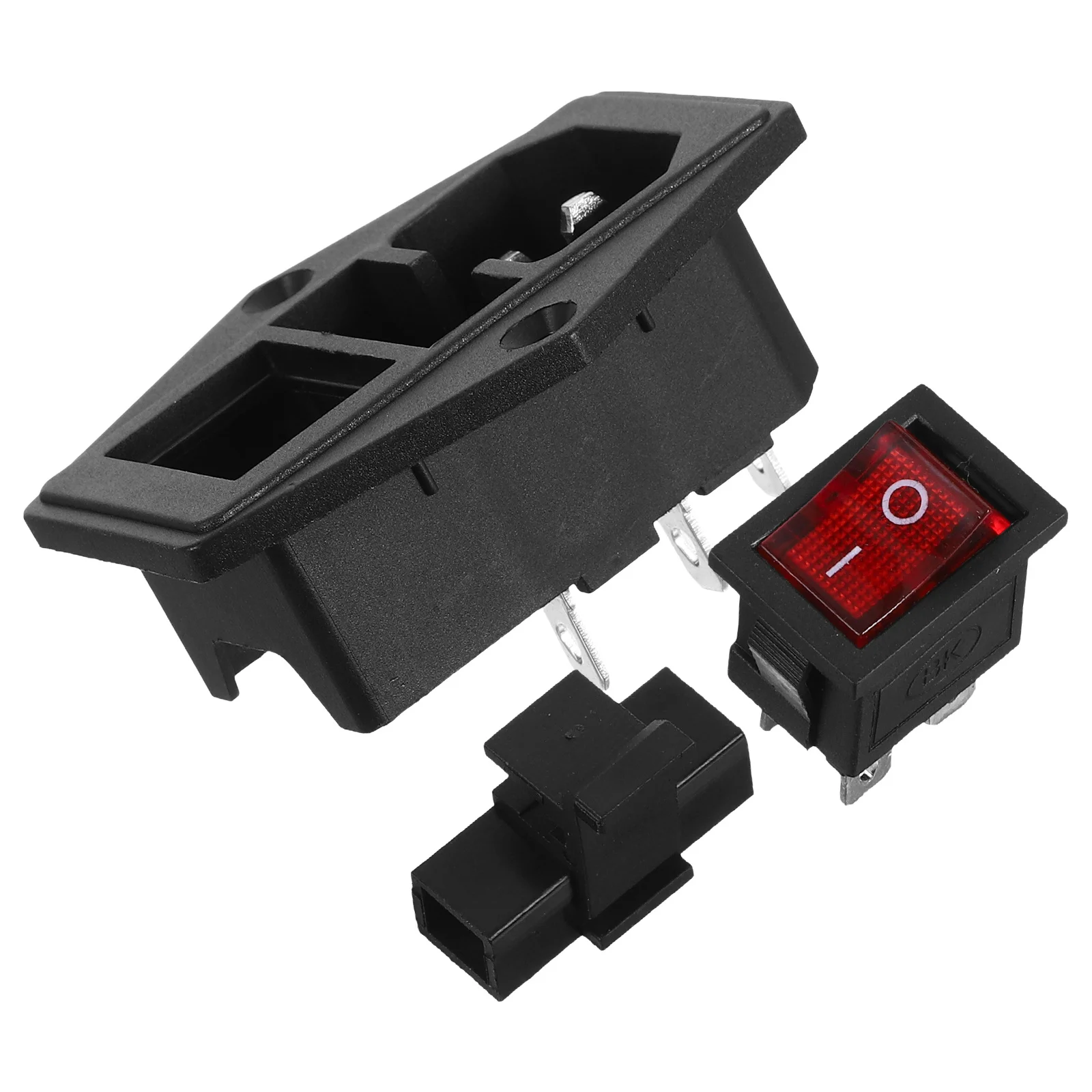 

2Sets LED Illuminated Power Socket with Red Indicator Switch Fused Safety Outlet for Home Office Use Rocker Socket Panel Module