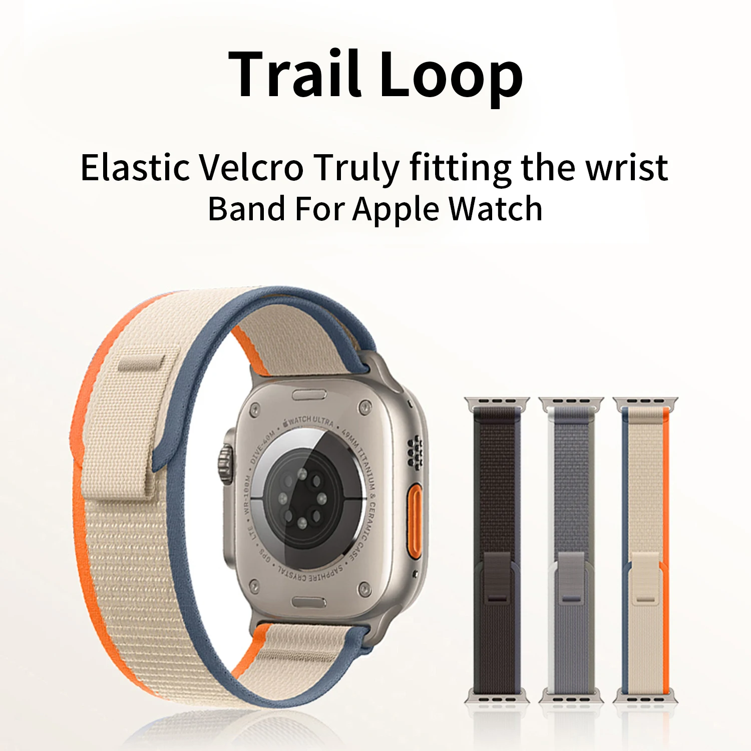 Jincor New High Quality Nylon Strap Trail Loop Natural Titanium Finish Strap For Apple Watch 10 Ultra2 9 8 Band Iwatch 46MM 49MM