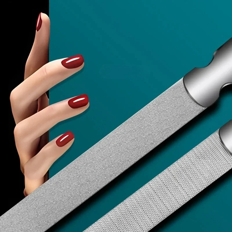 1 szt. Pilnik do paznokci ze stali nierdzewnej, wysokiej jakości, dwustronny do manicure i pedicure, profesjonalne narzędzie do pielęgnacji paznokci u rąk i nóg.
