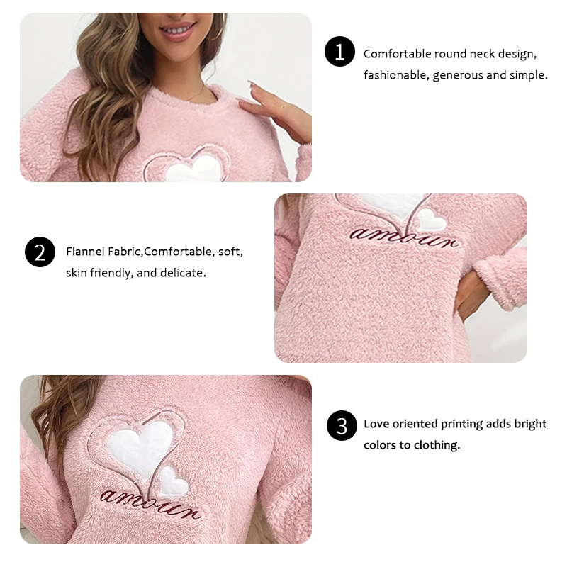 Women\'s Nightdress Nightgown Winter Warm Flannel Night Dress Casual Long Sleeve Sleepwear & Loungewear Nightwear Pyjama Femme