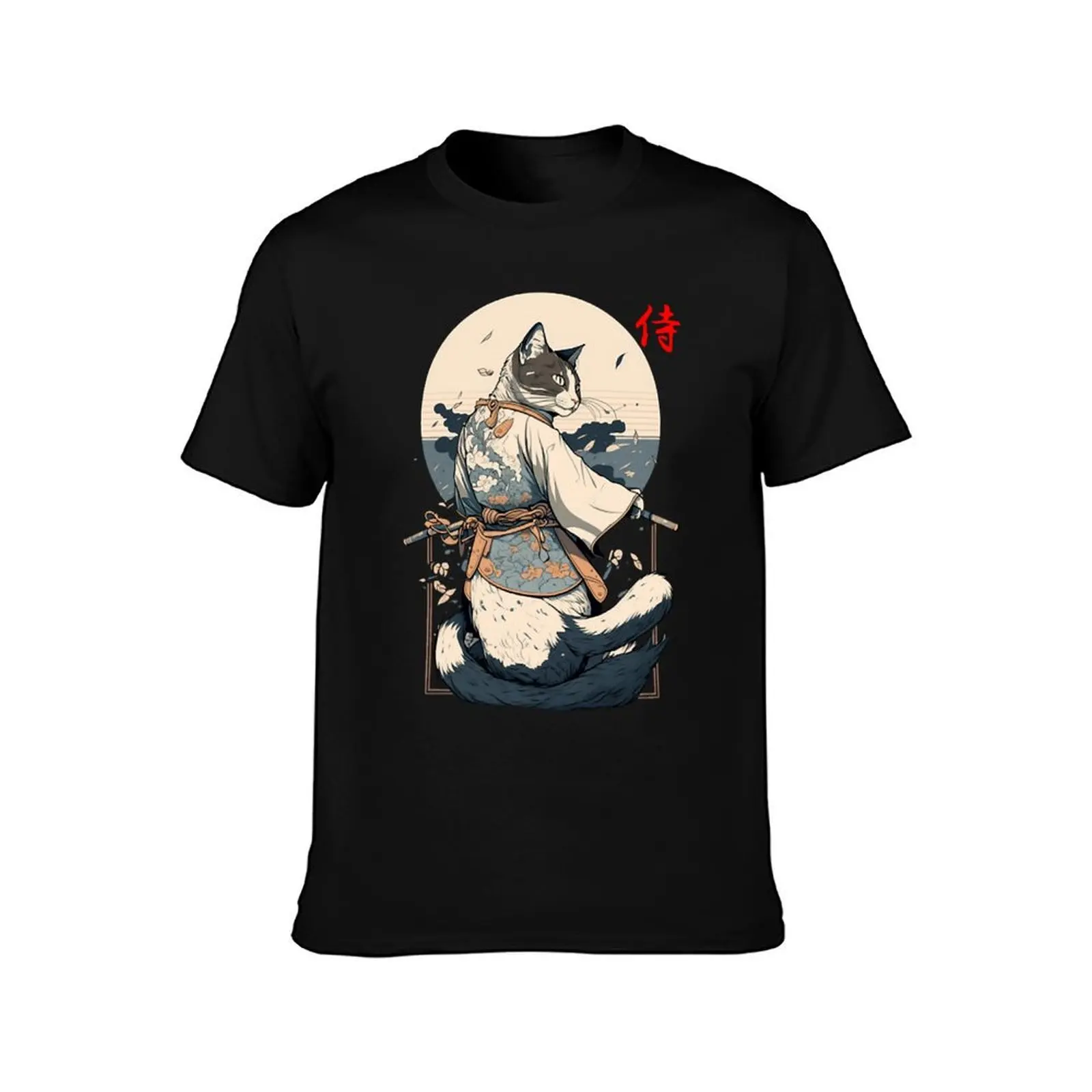 Copy of Sushi catSword Master Cat, funny cat with katana sword T-Shirt, Summer Casual Cotton Tee, Oversized Streetwear Tops