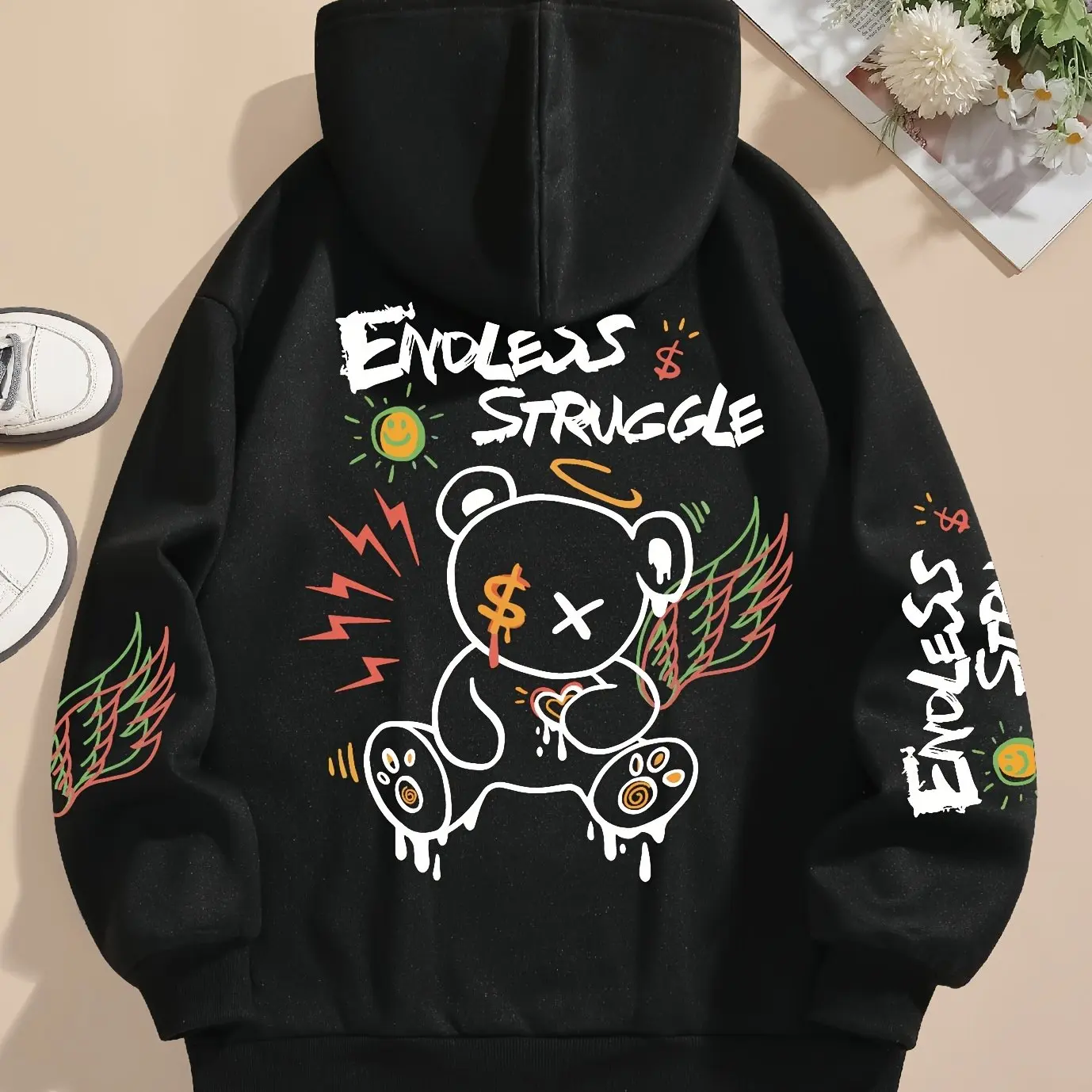 قميص البلوز الرجالي الجديد لربيع وخريف 2025 مناسب للبشرة وناعم كاجوال وعصري يتميز بطبعات الدب