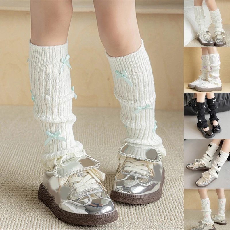 Long Leg Socks with Bows Designs for Little Girls multifunction & Comfortable Long Tube Socks Breathable For Everyday Use W3JF