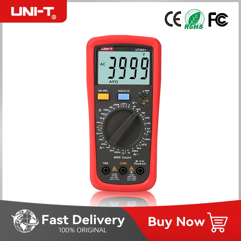 

UNI-T Digital Multimeter UT39A+ UT39C+ AC/DC Voltage Current Resistance Capacitance Frequency Temperature measurement