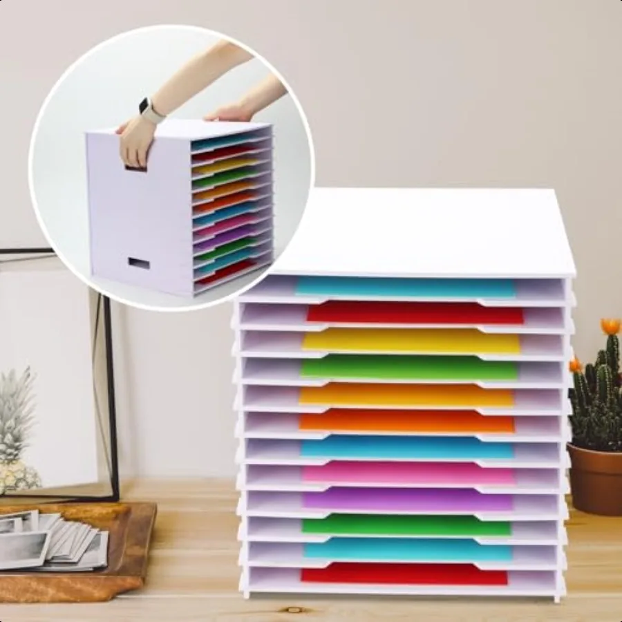 سجل القصاصات الورقية المنظم 12x12 12 الطبقة ملف فارز تخزين الأبيض البطاقات ورقة فارز تخزين الرف حامل مستندات سطح المكتب