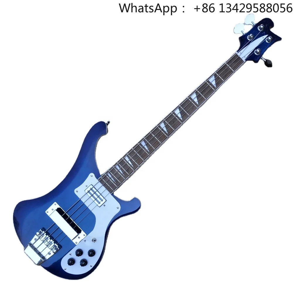 Flyoung Factory Blue Electric Bass Guitar 4 Strings Bass Guitar Custom Made OEM