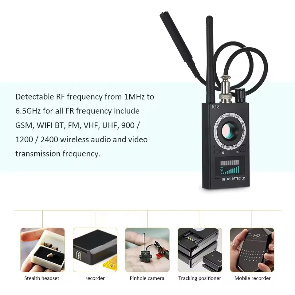 Anti Spy Camera GSM Audio Bug Finder GPS Signaal Lens RF Tracker Detecteren multifunctionele Laserscanner Wifi Camera Detector K18 k68