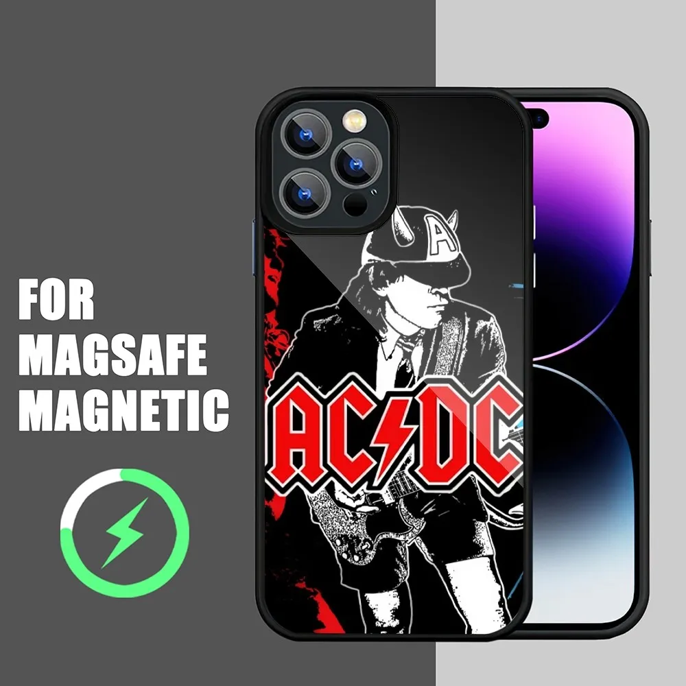 A-ACDC Band Phone Case For iPhone 15 14 11 12 13 Pro Max Plus Magsafe Wireless Charge Cases Cover