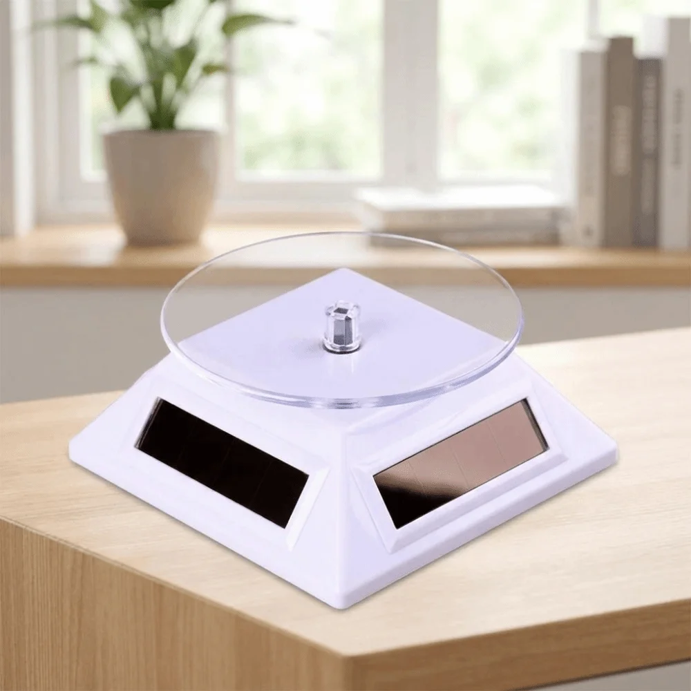 360 Degree Rotation Solar Turntable Solar Powered Compact Design Jewelry Display Stand Gift Display Portable Solar Showcase