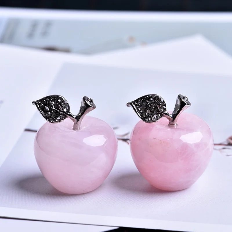 1PC Natural Rose Quartz Pink Apple Can Be Used for Couple Decorations Home Decoration Study Room Decoration DIY Gift view 2