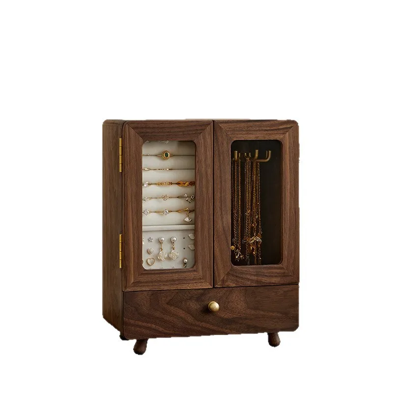 

Jewelry box, storage box, solid wood high-end exquisite jewelry, earrings, necklace, retro wedding gift, multi-layer drawer.