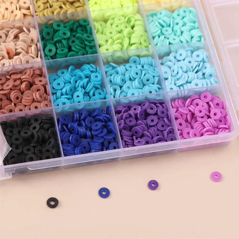 Mit Alphabet-Perlen, Polymer-Ton-Perlen-Set, Ton-Scheiben-Perlen, gemischte Farben, flache runde Abstandshalter-Perlen, Bohemian-Weichkeramik – Detail 5