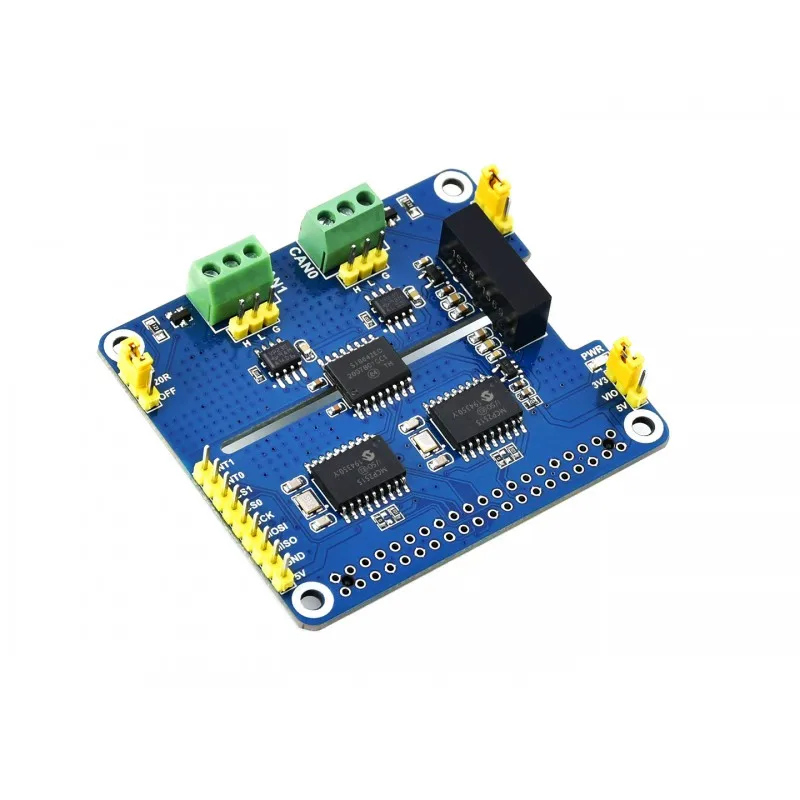 Waveshare Raspberry Pi dual channel isolated CAN bus expansion board, MCP2515 and SN65HVD230 dual chip combination scheme